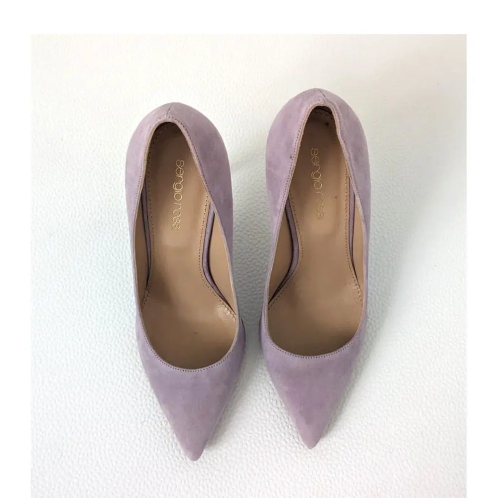 SERGIO ROSSI Godiva Lilac Suede Heels Pumps.